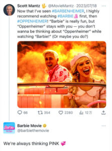 爆弾を思わせる画像に映画『バービー』公式Twitterがノリノリのコメント②
